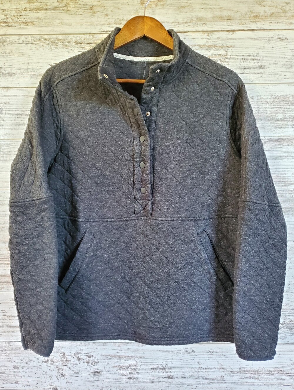 Magellan Outdoors Diamond Quilted Heather Gray Quarter Snap Jacket